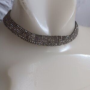 Vintage MCM Rhinestone Encrusted Choker Necklace 1950's Lobster Clasp Glam Retro